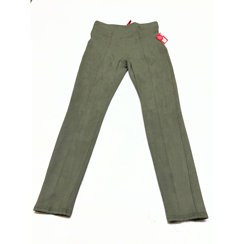 Spanx Women's Faux Suede Leggings M‎ Olive Green High Rise Shaping Seamed